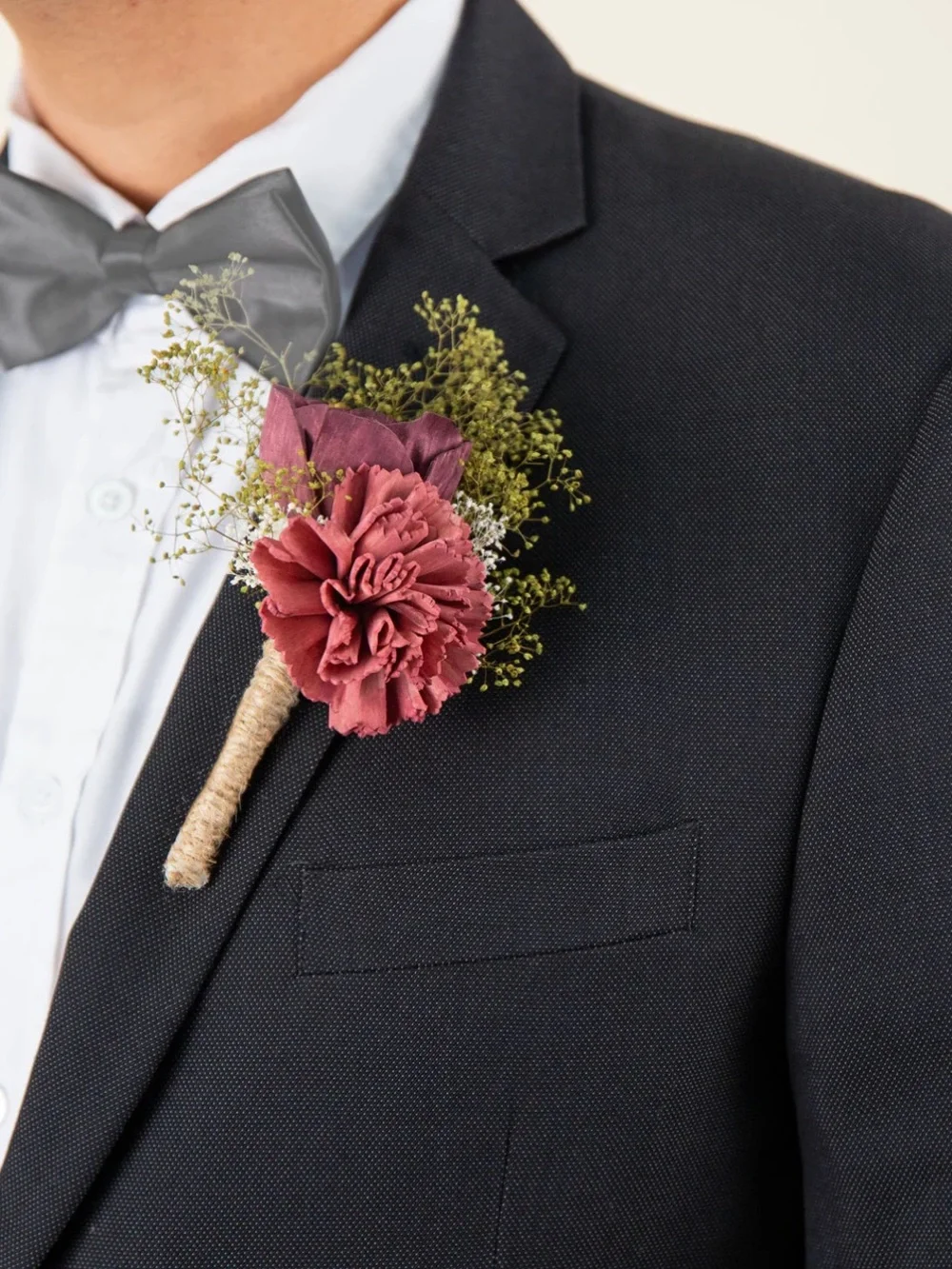 Sola Wood Flowers Love Story Boutonnière Set of 3 Flowers